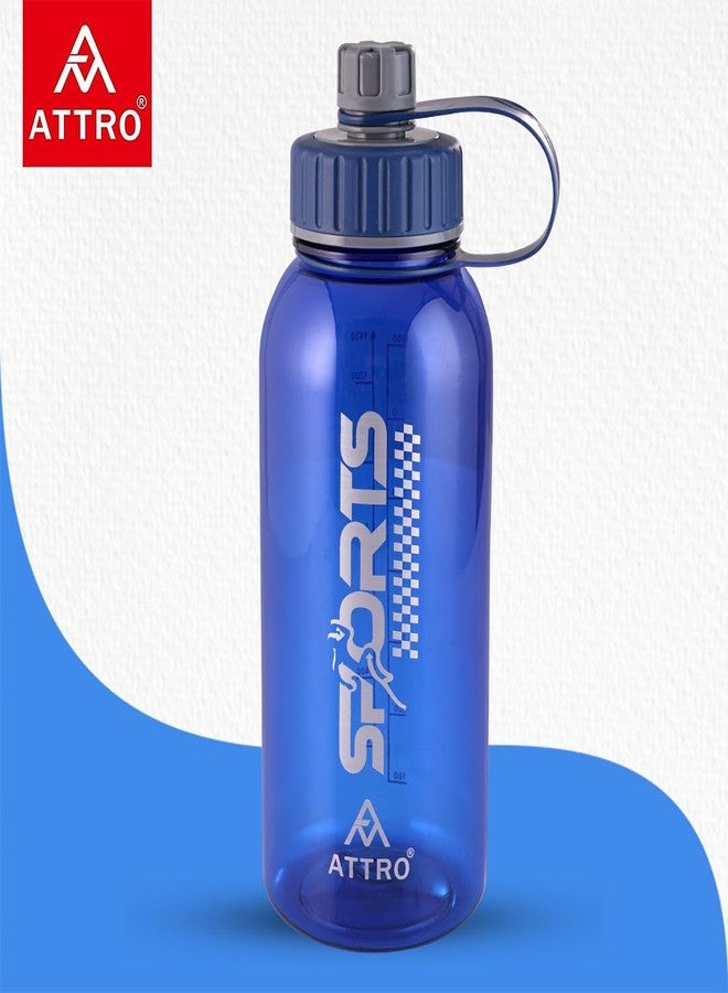 ATTRO Plastic Ranger Gym 1630ml Water Bottle with Grip Handle & ML Marking Mention for Daily Water Intake BPA Free Leak Proof - Navy Blue - Image 4